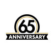 Anniversary vector unusual label. Sixty-fifth anniversary symbol. 65 years birthday abstract logo. The arc in a circle. 65th jubilee.
