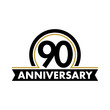 Anniversary vector unusual label. Ninetieth anniversary symbol. 90 years birthday abstract logo. The arc in a circle. 90th jubilee.