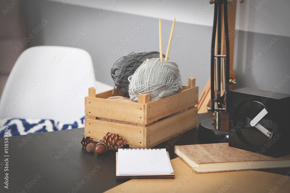 Workplace of creative person indoors