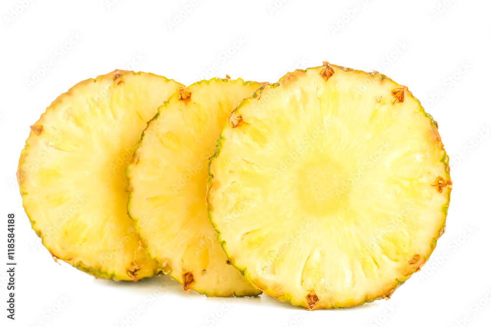 Pineapple slices, isolated on white