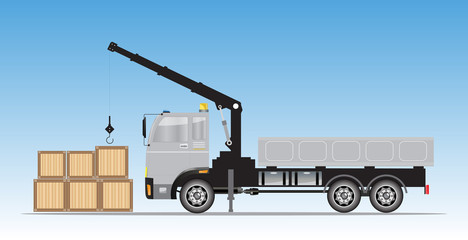 Side view of  Crane  truck Vector