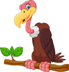 Wall Mural - Cartoon Vulture on a tree branch