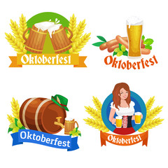 Wall Mural - germany beer festival oktoberfest, bavarian beer in glass mug, traditional party celebration, vector illustration