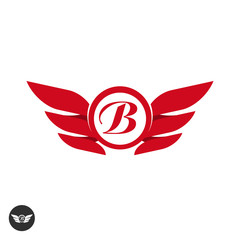 Poster - Wings logo element vector template design isolated on white background, two wings emblem with letter B logotype, modern creative trendy brand symbol
