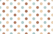 Watercolor Brown, Beige And Blue Polka Dot Background.