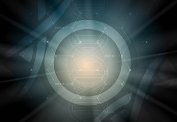 dna and medical and technology background. futuristic molecule structure presentation