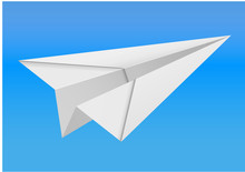 Origami Paper Airplane On White Background