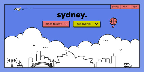 Wall Mural - Sydney Modern Web Banner Design with Vector Linear Skyline