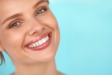 Beautiful Smile. Smiling Woman With White Teeth Beauty Portrait.. High Resolution Image