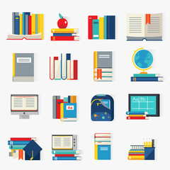 Sticker - School Books Decorative Icons Set