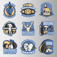 boxing colored emblems