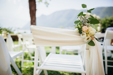 wedding chair cover with flowers decoration