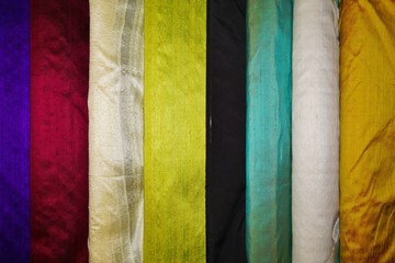 Colorful silk fabric in Vietnam