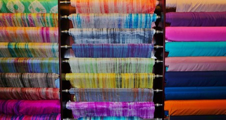 colorful silk fabric in vietnam