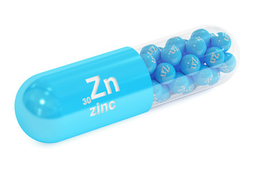 Canvas Print - Capsule with zinc Zn element Dietary supplement, 3D rendering