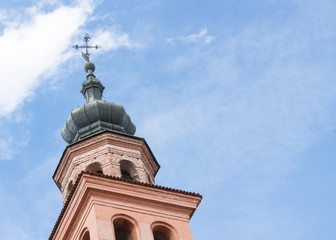 church tower on blue sky