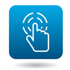Poster - Hand cursor clicks icon in simple style on a white background