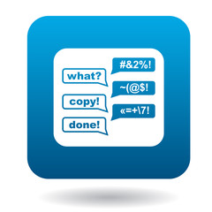 Poster - Consultation online icon in flat style in blue square. Service symbol