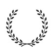 A laurel wreath icon, symbol of victory and achievement. Vintage design element for medals, awards, coat of arms or anniversary logo. Gray silhouette, isolated on white background. Vector illustration