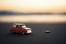 Mini Cooper Toy Car On The Beach