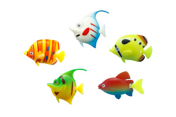 fish toy group on isolated