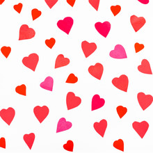 Pink And Red Hearts Cutout From Color Paper