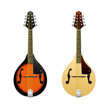 Realistic Vector Mandolin / Isolated On White Mandolin / Folk Music Instrument / Mini-guitar