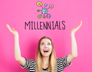 Wall Mural - Millennials concept with young woman