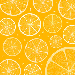 Poster - Citrus slices on yellow background