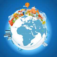 Aufkleber - Different vihicle on the Earth. Travelling concept