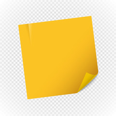 Poster - Yellow paper note sheet isolated on transparent background
