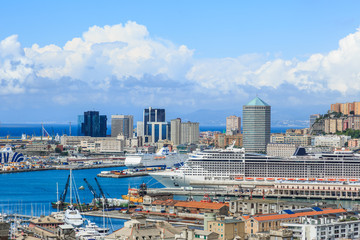 Poster - Genoa port sea view with yachts