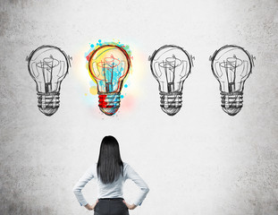 Poster - woman calculating probability of good event