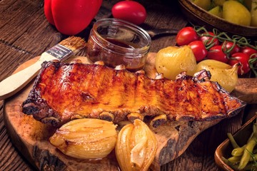 Wall Mural - Crisp grilled ribs