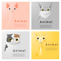 Wall Mural - Animal portrait collection with cats , vector , illustration