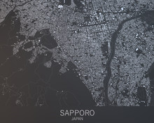 Sapporo Mappa, Vista Satellitare, Giappone