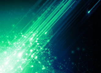 Poster - data deep learning hologram ai technology robotic, molecule of chemical, atom cell science, futuristic cyber network, system of background illustration 3d rendering