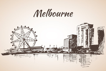 Melbourne city scape sketch - Australia.