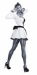 © vladnikon - Beautiful sexy maid wearing pantyhose fishnet. Conceptual fashion art. Isolate. Studio, high key. Seductive candid pose. Sex. 3D render illustration. Old black and white textured paper.