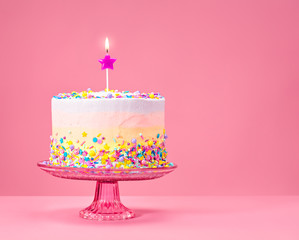 Wall Mural - Colorful Birthday Cake with Sprinkles