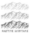 Halftone mountain range set.