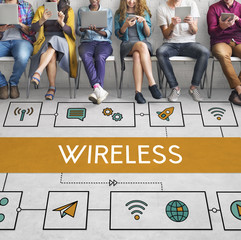 Wall Mural - Connection Wireless Online Transmission Transfer Concept