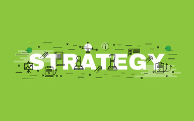 Wall Mural - Lettering flat line design concepts of Strategy.
