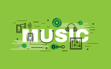 Wall Mural - Lettering flat line design concepts of Music.