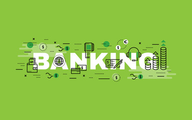 Wall Mural - Lettering flat line design concepts of Banking.