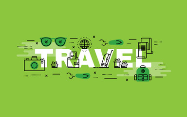 Wall Mural - Lettering flat line design concepts of Travel.