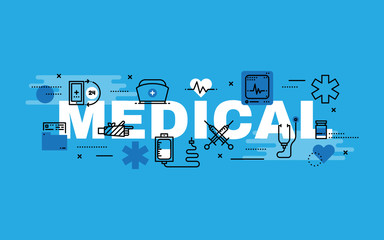 Wall Mural - Lettering flat line design concepts of Medical.