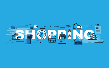 Wall Mural - Lettering flat line design concepts of Shopping.