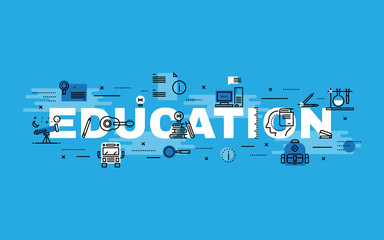 Wall Mural - Lettering flat line design concepts of Education.