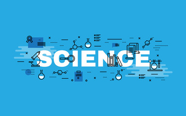 Wall Mural - Lettering flat line design concepts of Science.